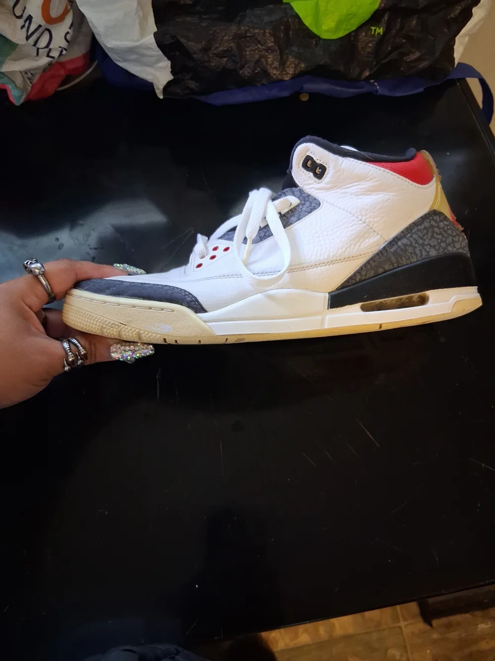 Jordan White Black Red Retro Sneaker